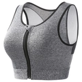 Front zipper high-impact sports bra in heather grey with mesh back and wide straps - Heather Grey