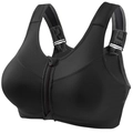 Sujetador deportivo negro con cremallera frontal y correas anchas ajustables - S / Negro