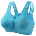 Sujetador deportivo azul cielo con cremallera frontal e inserciones de malla fina - S / Azul Cielo
