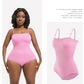 Rosa gerippter Shapewear-Body mit verstellbaren Trägern für Bauchkontrolle und Taillenformung - S / Hellrosa