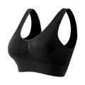 Sujetador deportivo negro sin costuras con tirantes anchos y dobladillo acanalado firme - 5XL / Negro (Con Almohadillas)