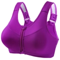 Purple high-impact sports bra with front zipper and adjustable wide mesh straps - S / Tops / Purple