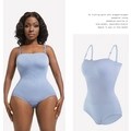 Light blue full body shapewear bodysuit with adjustable straps and tummy control - S / Light Blue