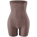 High-waisted tummy control shapewear in dark brown with reinforced support bands - XS/S / Coffee