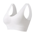 Sujetador deportivo blanco sin costuras con tirantes anchos y banda de apoyo de canalé - 5XL / Blanco (Con Almohadillas)
