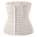 High waist skin-tone breathable mesh waist trainer with adjustable multi-row hook closure - XS / Off White