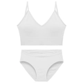 Completo intimo a coste bianco senza cuciture con reggiseno a V e slip abbinato - M / Bianco