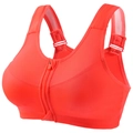 Neon red high-impact sports bra with front zipper and breathable mesh panels - S / Tops / Orange Red