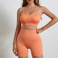 Ensemble de sport côtelé sans couture orange avec débardeur et short cycliste - M:90-125 Jin / Orange