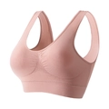Sujetador deportivo transpirable rosa loto con tirantes anchos y diseño de punto sin costuras - 5XL / Rosa - Con Almohadilla