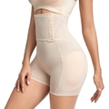 Gaine amincissante beige taille haute avec crochets de serrage et rembourrage pour les hanches - S / Abricot