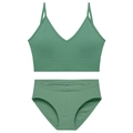Completo intimo senza cuciture verde salvia con reggiseno a canotta e slip a coste - M / Verde