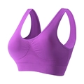 Soutien-gorge de sport violet avec larges bretelles et tissu respirant sans couture - S / Haut (626) / Sans Coussinets / Violet Raisin