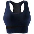 Reggiseno sportivo blu navy senza ferretto con bordo a righe per yoga e gym - M / Blu navy