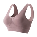 Brassière de sport femme vieux rose à larges bretelles et bande de maintien côtelée - S / Haut (626) / Sans Coussinets / Vieux Rose