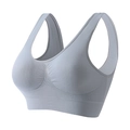 Soutien-gorge de sport push-up gris clair sans couture avec larges bretelles pour fitness - S / Haut (626) / Sans Coussinets / Gris
