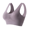 Soutien-gorge de sport sans couture rose lotus avec larges bretelles élastiques - S / Haut (626) / Sans Coussinets / Gris Violet