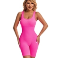 Body modellante fucsia a coste con dorso a vogatore e lunghezza a metà coscia snellente - M:90-120 Jin / Rosa fluorescente
