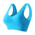 Soutien-gorge de sport bleu vif sans couture avec larges bretelles et tissu compressif - S / Haut (626) / Sans Coussinets / Bleu lac