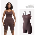 Women's high-stretch chocolate brown bodycon shapewear with tummy control and waist slimming - S / Coffee
