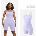 Lavender seamless bodysuit with adjustable straps for abdominal toning and waist shaping - Light Purple