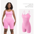 Pink one-piece shapewear bodysuit with adjustable straps and tummy control for women - Pink