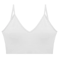 Sujetador deportivo blanco sin costuras con cuello en V y tirantes finos - M / Blanco