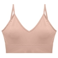 Conjunto de sujetador de punto rosa sin costuras con escote en V y tirantes finos - Rosa / M (90-125 Jin)