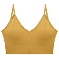 Sujetador sin costuras acanalado amarillo jengibre con cuello en V y tirantes finos - Amarillo / M (90-125 Jin)