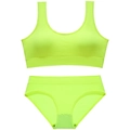 Fluorescent green ribbed seamless lingerie set with bralette and matching panty - L / Fluorescent Green