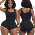 Body modellante nero senza maniche con tessuto elastico e pannelli a coste in vita - XS/S / Nero