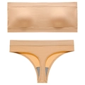 Completo intimo nude a coste senza cuciture con fascia e perizoma coordinato - L / Nudo