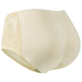 Padded butt lifting underwear in beige mesh with floral lace shaping panels - M / Nude