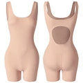 Body modellante nudo senza cuciture con schiena scoperta e vita a V per donna sportiva - S / Nudo