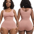 Women's seamless shapewear bodysuit in mauve pink with tummy control and firm lifting - Bean Paste Red