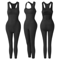 Mono negro sin mangas con tejido acanalado para mujer y espalda abierta elástica - S / Negro