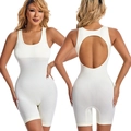 Body modellante bianco senza cuciture ad alta elasticità con schiena scoperta - M / Bianco