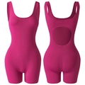 Body sportivo rosso rosa senza maniche con schiena scoperta e ampio ritaglio circolare - S / Rosa Rosso