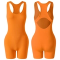 Body sportivo arancione aderente con dorso a vogatore e trama a costine - S / Arancione
