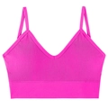 Fuchsia seamless wire-free V-neck bra set with ribbed texture and thin straps - Rose Red