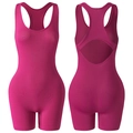 Tuta da yoga rosa fucsia smanicata con apertura a vogatore per sport e fitness - S / Rosa Rosso