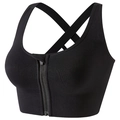 High-impact black sports bra with front zipper and cross-back design for running - S / Black