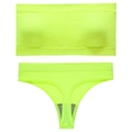 Neon green seamless ribbed lingerie set with wire-free bra and thong in a minimalist style - L / Fluorescent Green