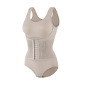Body modellante beige senza cuciture con fibbie regolabili in vita e spalline larghe - M / Albicocca