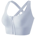 Light blue high-impact sports bra with front zipper and criss-cross back straps - S / Light Blue