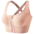 Pink-orange sports bra featuring a front zipper closure and supportive cross-back straps - S / Pink