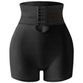 Faja reductora negra de talle alto con cierre de corchetes ajustable y textura de jacquard - S / Negro