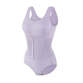 Vorderer Hakenverschluss Lavendel Seamless Bodysuit Shaper mit breiten Trägern - Hellviolett