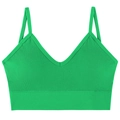 Vibrant green ribbed knit crop top with deep V-neckline and thin shoulder straps - Grass Green