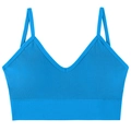 Seamless bright blue ribbed knit bra with thin straps and V-neckline comfort set - Lake Blue